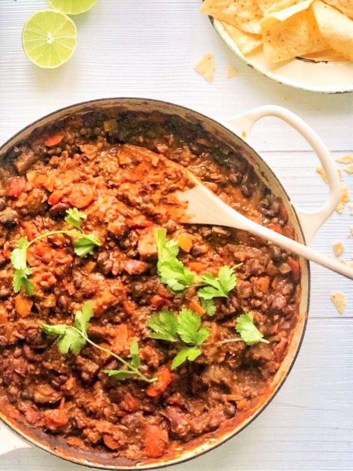 Smoky Eggplant Vegan Chili - The Family Food Kitchen