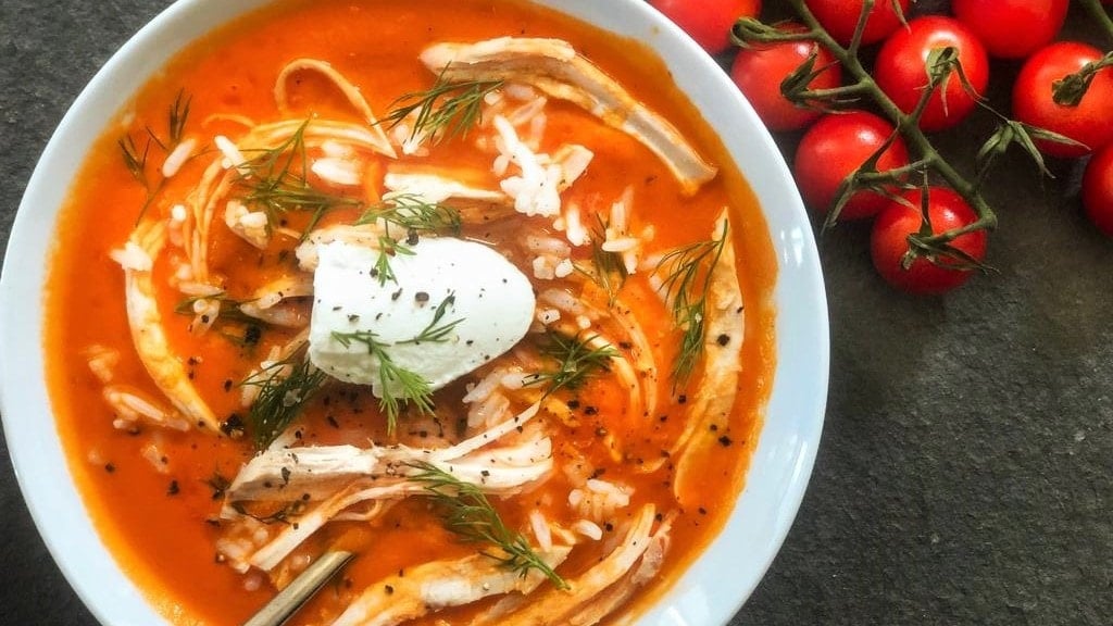 Creamy Tomato, Chicken & Rice Soup