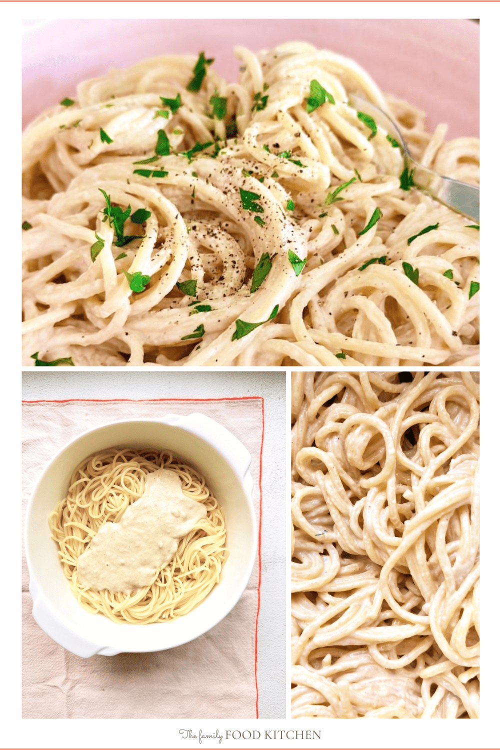 View of Easy Tahini Pasta with Lemon - Vegan and Dairy Free